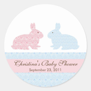 Sticker Baby shower lapin Twins Baby