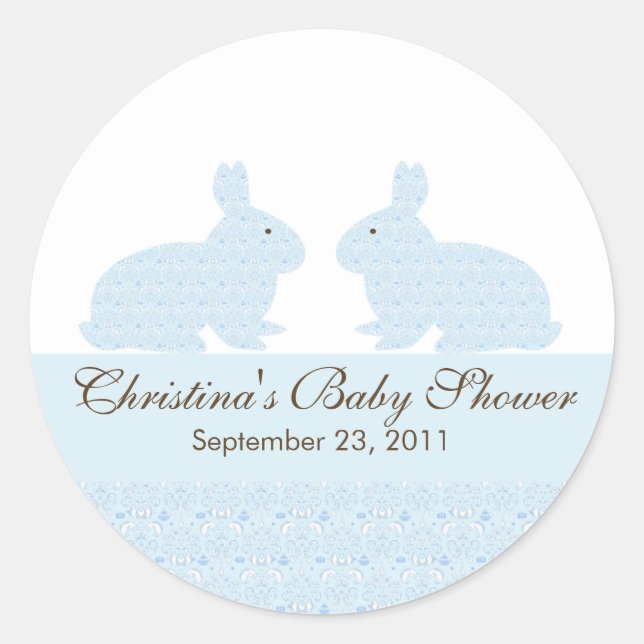 Sticker Baby shower lapin Twins Baby (Devant)