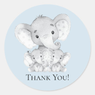 Sticker Baby shower Merci Elephant Twins Favoriser