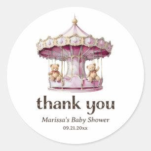 Sticker Baby shower Merci Teddy Bear Twin Girl