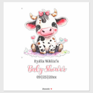 Sticker Baby-Shower Minimaliste Fille Holy Cow