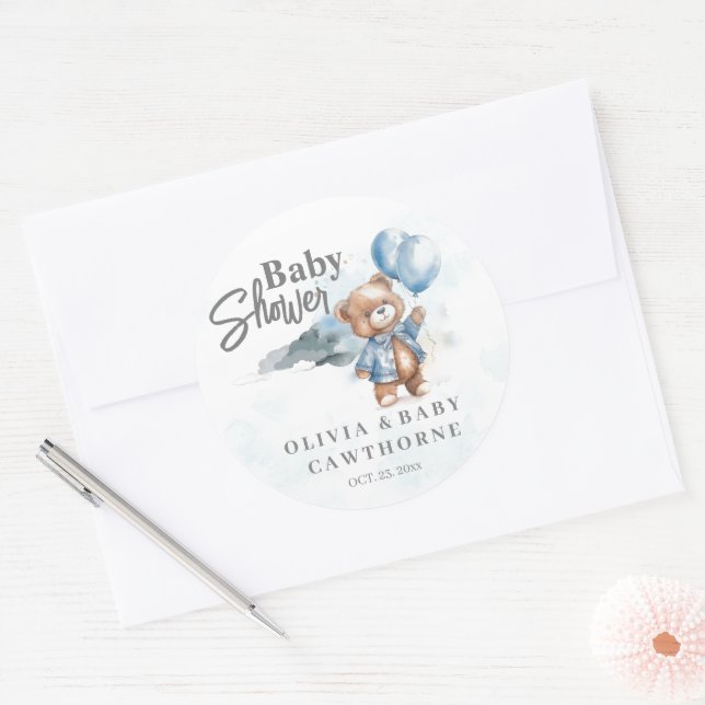 Sticker Baby shower moderne Teddy Bear Baby shower (Enveloppe)