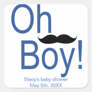 Sticker Baby shower Oh Boy Mustache