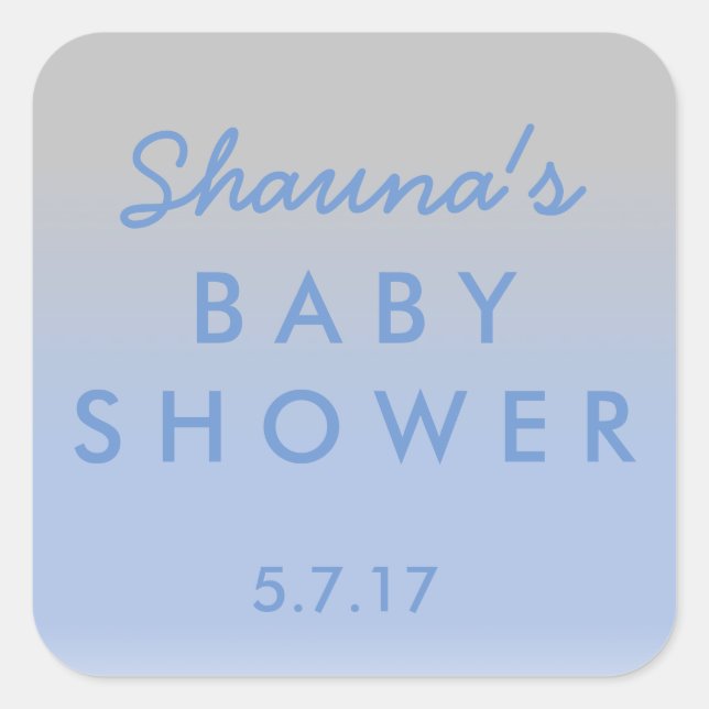 Sticker Baby shower Ombre bleu et argent (Devant)