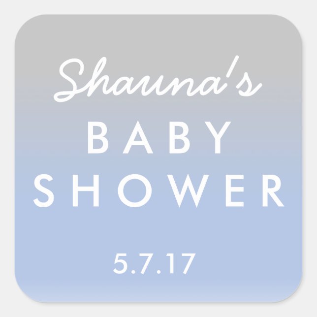 Sticker Baby shower Ombre bleu et argent (Devant)