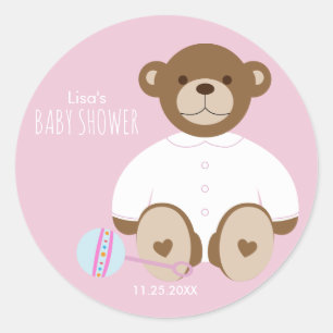Sticker Baby shower Ours Teddy, arrière - plan ros