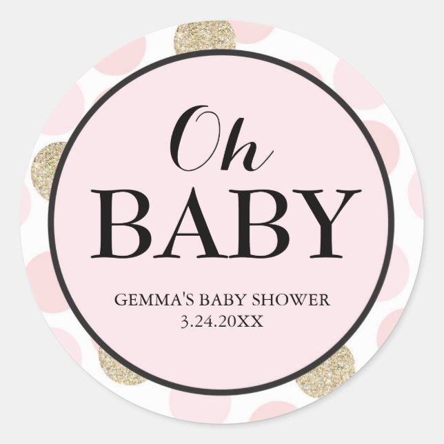 Sticker baby shower Party Faveur - Pois (Devant)