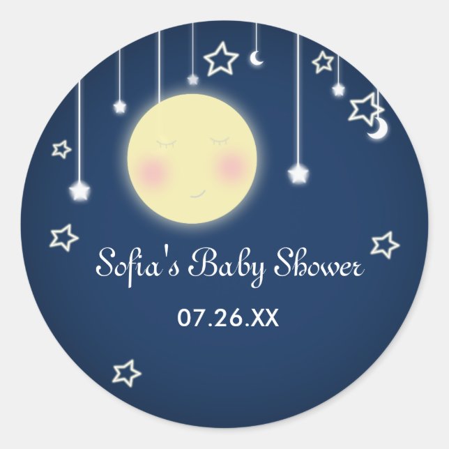Sticker Baby shower Party Stars de la Lune céleste (Devant)