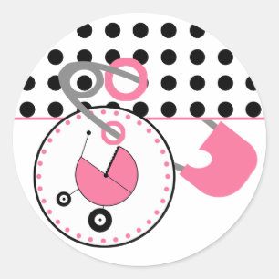 Sticker baby shower - Pointe Polka et broche de co