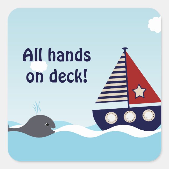Sticker Baby shower pour bébé bateau à voile nauti (Devant)