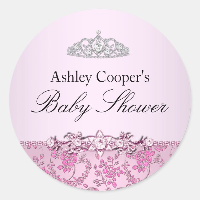 Sticker Baby shower princesse rose (Devant)