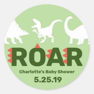 Sticker Baby shower ROAR Dinosaur moderne