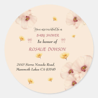 Sticker Baby shower rose floral
