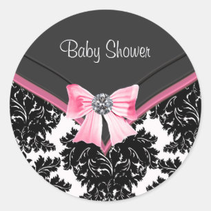 Sticker Baby shower rose noir Damask rose