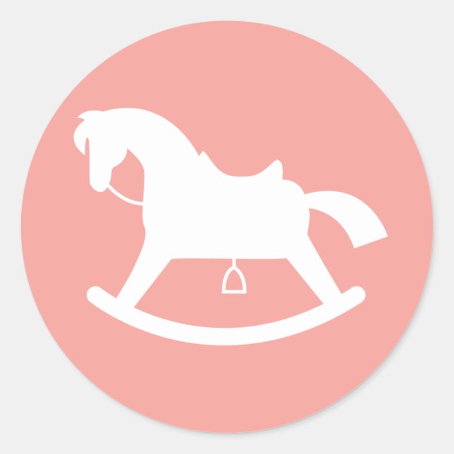 Sticker Baby shower Silhouette Cheval Rocheux rose (Devant)