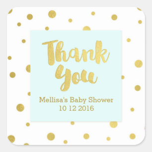 Sticker Baby shower Sky Blue Gold Merci Favoriser