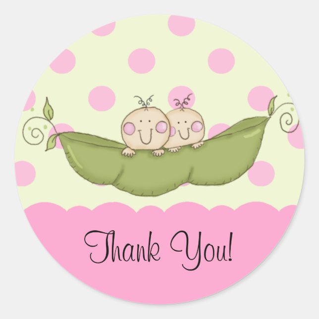 Sticker Baby shower Sweet Little Pea Twins (Devant)