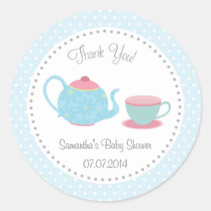 Sticker Baby shower Tea Set Pink Blue Polka Dot