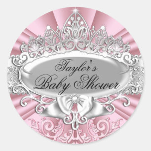 Sticker Baby shower Tiara & Damask rose