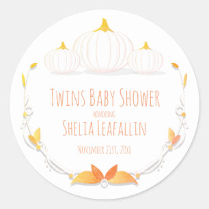 Sticker Baby shower Twins Automne Citrouille blanc