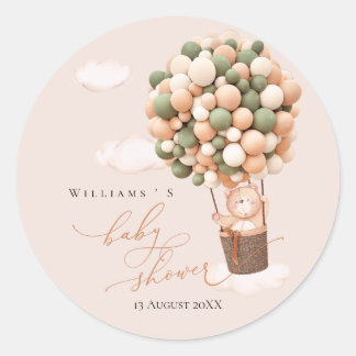 Sticker Baby shower vert brun