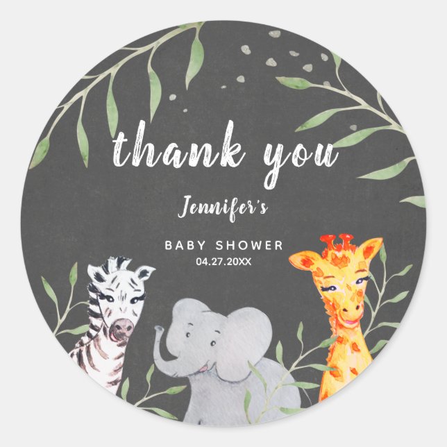 Sticker Baby shower Wild One Safari Animaux (Devant)