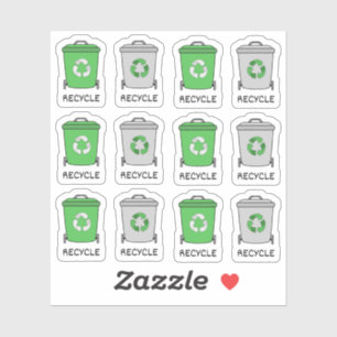 Sticker Bac à ordures Recyclage Icônes Garbage Bujo Planne