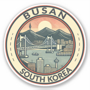 Sticker Badge d'art de voyage Busan South Korea Bridge