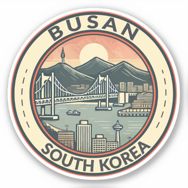 Sticker Badge d'art de voyage Busan South Korea Bridge (Devant)