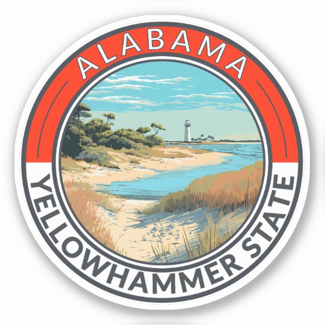 Sticker Badge d'art de voyage en Alabama (Devant)