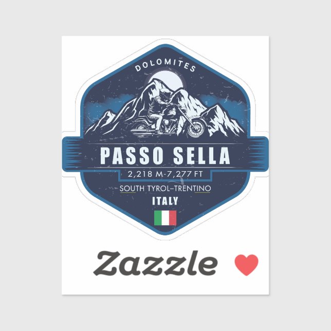 Sticker Badge d'aventure moto Passo Sella Dolomites (Feuille)