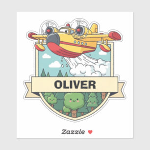 Sticker Badge d'avion de lutte contre les incendies mignon