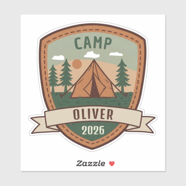 Sticker Badge de camping vintage personnalisé (Feuille)