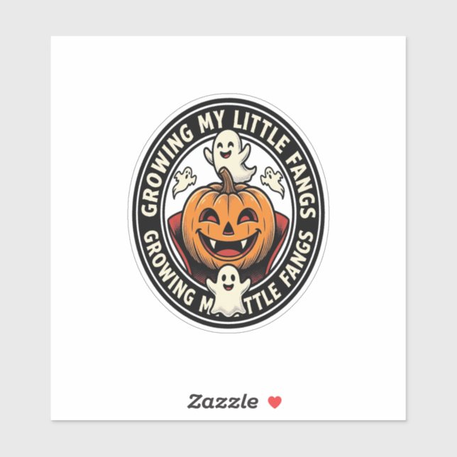 Sticker Badge de citrouille vampire faisant pousser mes pe (Feuille)