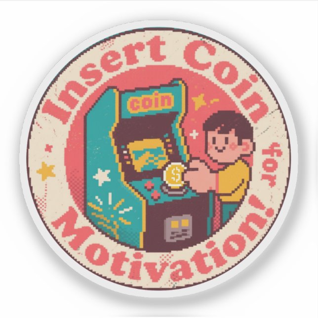 Sticker Badge de pièce d'arcade Pixel Art – Inspiration de (Devant)