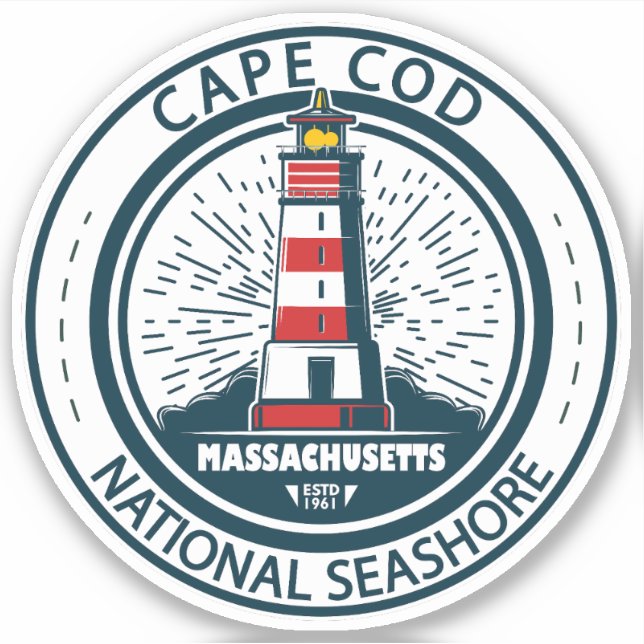 Sticker Badge du Massachusetts de Cape Cod National Seasho (Devant)