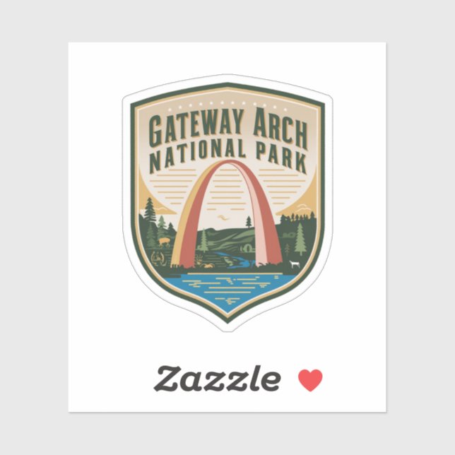 Sticker Badge du parc national Gateway Arch (Feuille)