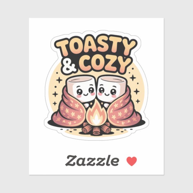 Sticker Badge Mignons Marshmallows Toasty Kawaii (Feuille)