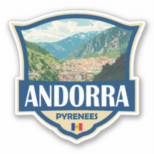 Sticker Badge rétro illustrant Andorre