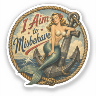 Sticker Badge Rétro Mermaid Je Vise à Mal Me Conduire