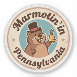Sticker Badge Rétro Pennsylvania Marmot avec Liberté 