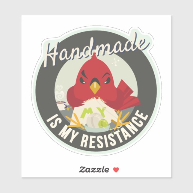 Sticker Badge Rond 'Fait Main est ma Résistance' (Feuille)