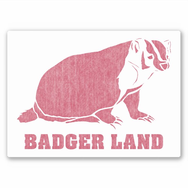 Sticker Badger Land Vintage en noir blanc (Devant)