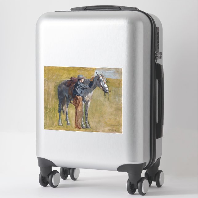 Sticker Badlands américains : Vieux West Cowboy avec cheva (Sur valise)