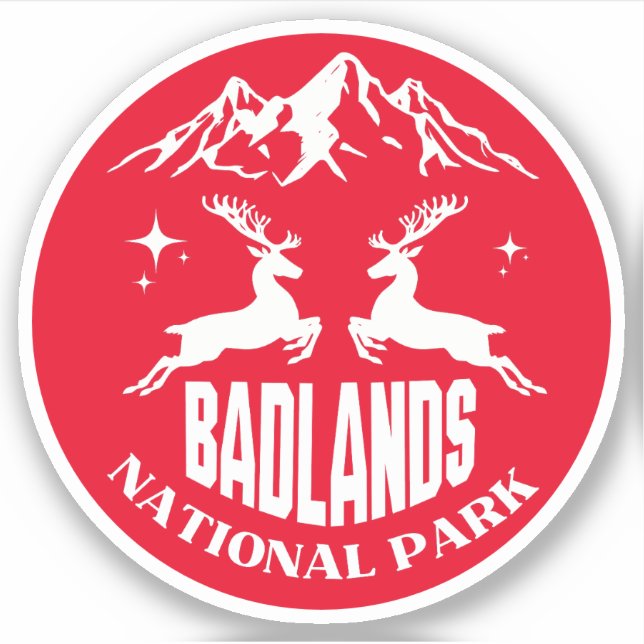 Sticker Badlands National Park cerfs South dakota road tri (Devant)