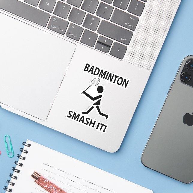 Sticker Badminton Smash It Sports Player Badminton (Ordinateur portable avec iPhone)