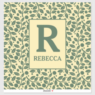 Sticker Bagages Motif crème et feuille verte