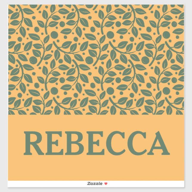 Sticker Bagages Motif orange et feuille verte (Feuille)