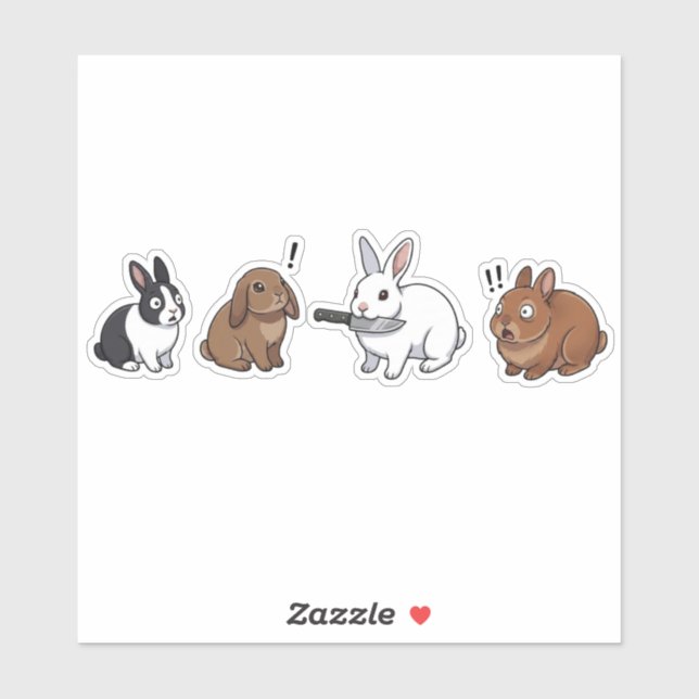 Sticker Bagarre Drôle de Lapin (Feuille)