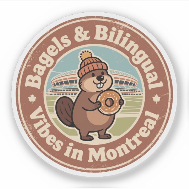 Sticker Bagels de Montréal et Vibes Bilingues (Devant)